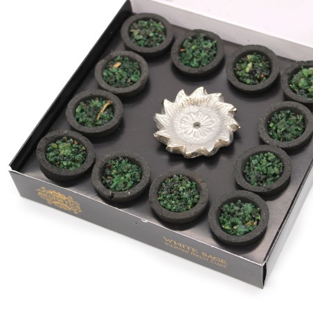 Caja de 12 copas de resina incienso - salvia blanca