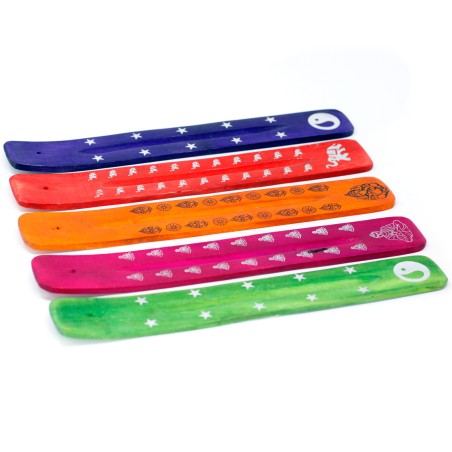 Porta incienso de colores - Madera de Mango - Color Aleatorio - 1 unidad - 24cm
