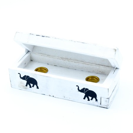 Porte-encens fini en blanc - Boîte de cônes de fumée de 15 cm