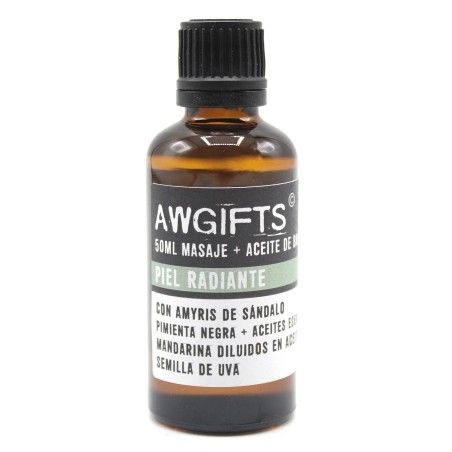 Aceite de Masaje - Piel radiante - Amyris de Sándalo, Pimienta Negra y Mandarina - 50ml  - 1